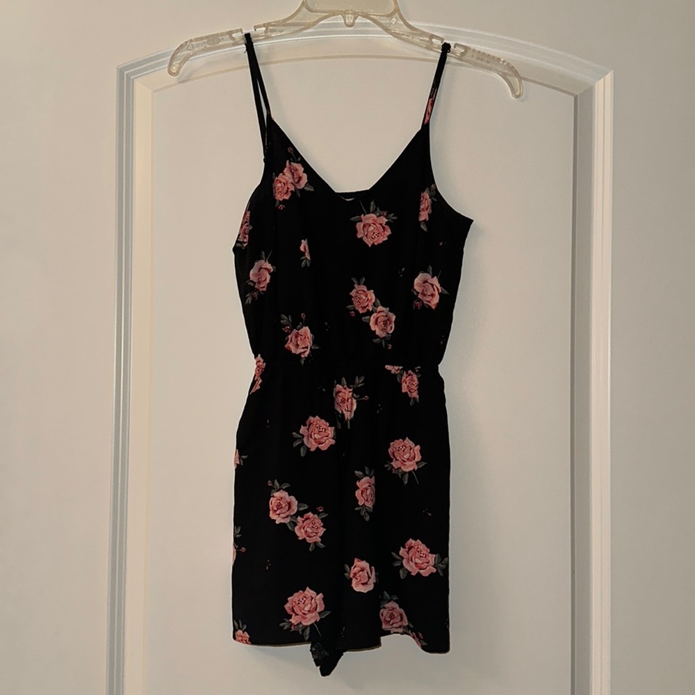 H&M Black floral romper Size 0